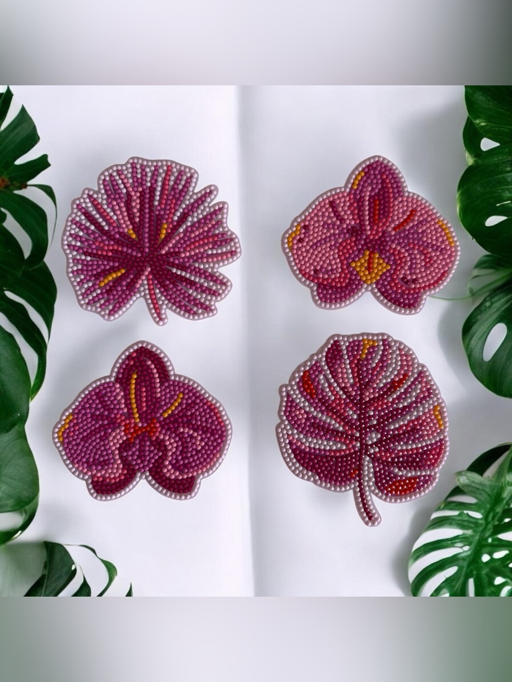 Set of 4 Tropical Glam Coasters Sealed & Durable
